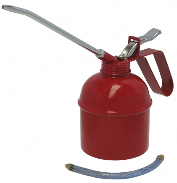 Metal oil can with rigid, flexible spout and<br>metal pump mechanism   approx. 500 ccm