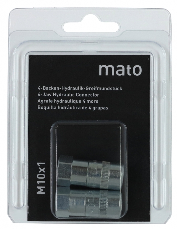 MATO 4-jaw hydraulic coupler-set 2 pcs. M10x1<br>PoS-design retail blister-pack