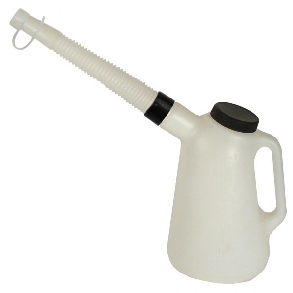 Polythene oil measure  with dust protection lid<br>and flexible spout   Type J-PE 1000   1 litre