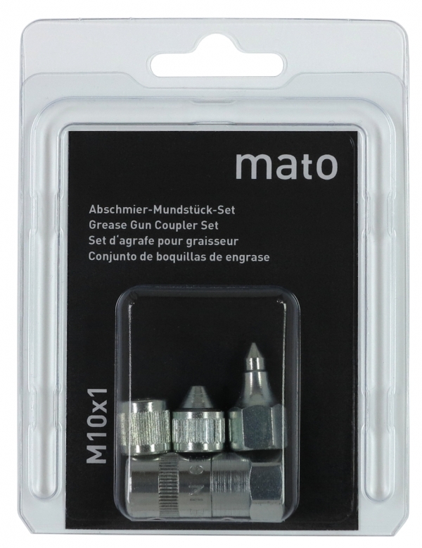 MATO grease gun coupler set, 4 pcs. M10x1<br>PoS-design retail blister-pack