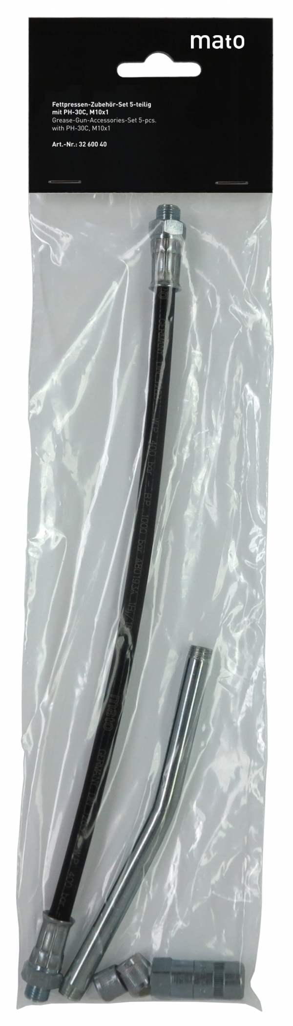 Grease gun accessories set with PH-30C thread<br>R1/8&quot; packed in poly bag with Head-Card