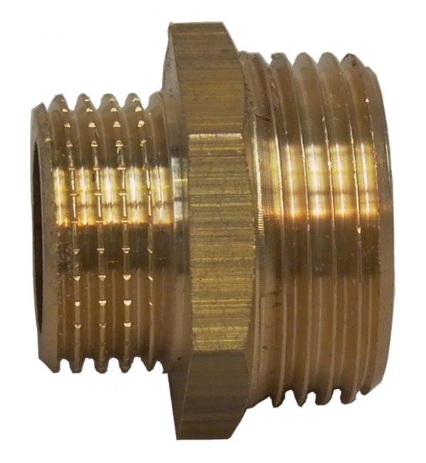 Double ended connector R3/4&quot; x R1&quot; male