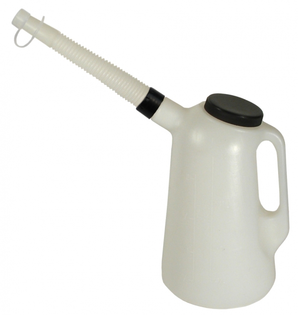 Polythene oil measure  with dust protection lid<br>and flexible spout   Type J-PE 2000   2 litre