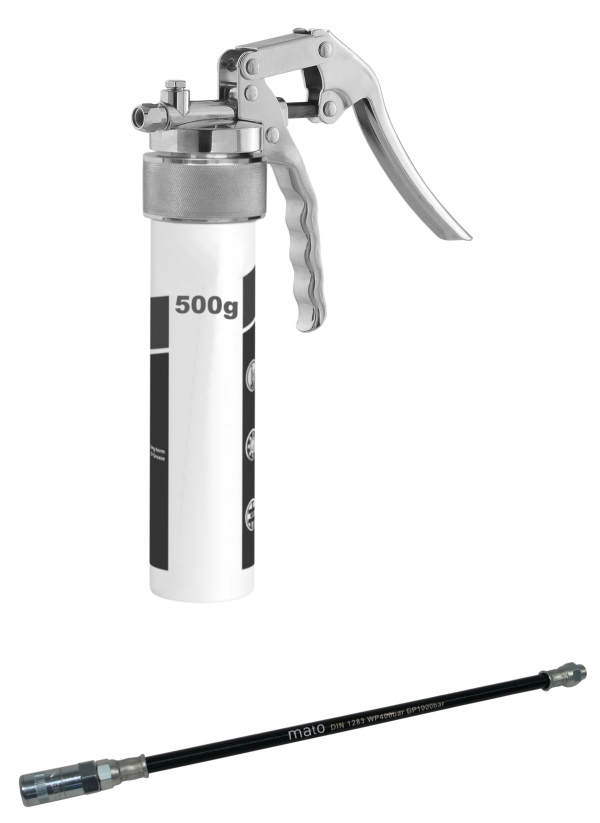 One hand grease gun TG-LS500<br>with high pressure nylon hose PH-30C 300 mm&lt;/p&gt;thread R1/8&quot;