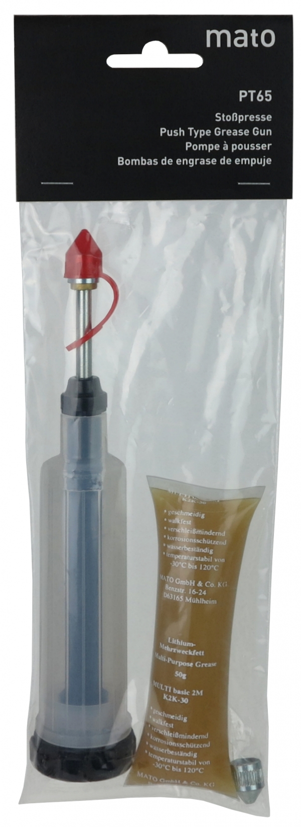 Push type grease gun PT 65 plastic including<br>50 g grease bag