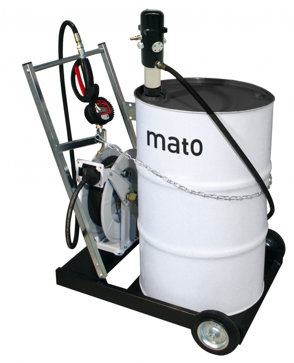 pneuMATO 3 mobile for 200 l oil drum<br>with hose reel and DIGIMET E35