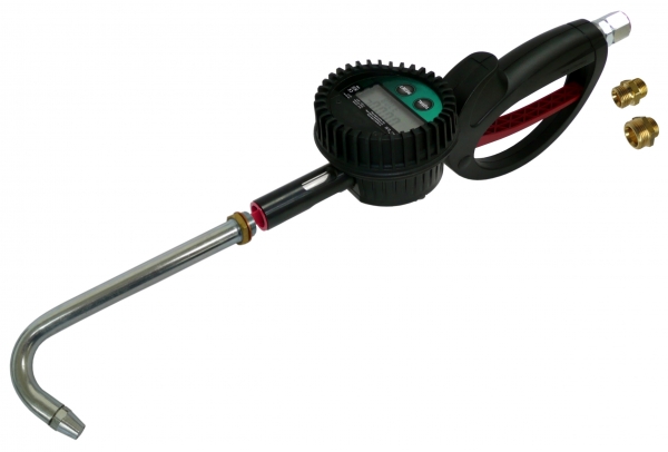 Electronic hose end meter with swivel<br>calibratable to legal measuring standards&lt;/p&gt;with nozzle for gear oil with non-drip nozzle